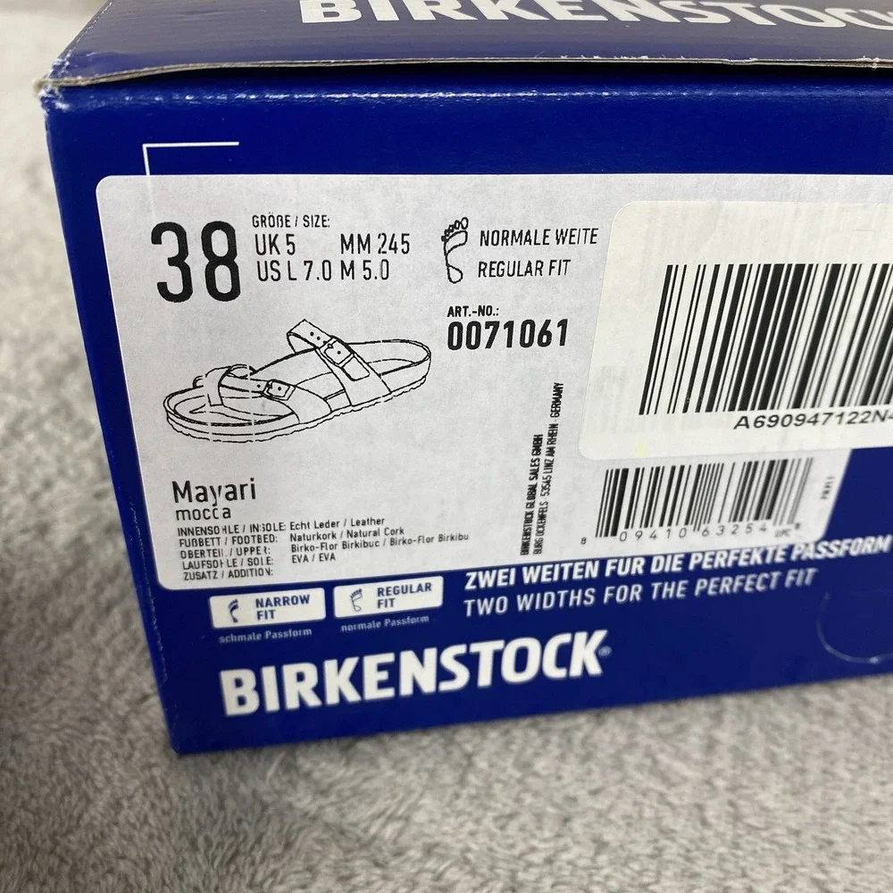 Birkenstock Mayari Sandals Womens US 7 EU 38 Mocca Birko-Flor Regular Fit NEW